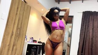Sexy black booty babe takes on her white lover, a true ebony seduction experience