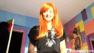 'Gorgeous redhead cosplayer gets her tight slit pounded raw