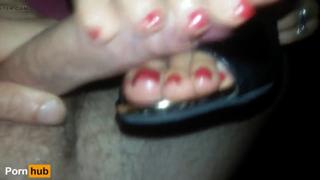 Filthy Italian Housewife's Feet Get Covered in Spunk, Shoejob Seduction at Its Best