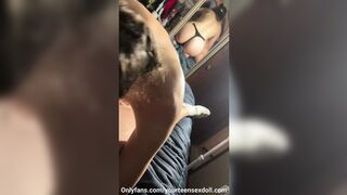 Cumming down sorority sis' sloppy throat, deepthroat freak show on 18 year old nasty