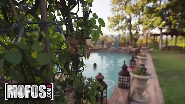 Stunning Brunette Karla Kush Rides A Thick Dick In POV Inside Her Outdoors Pool - MOFOS