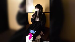 Public Downtown POV: Gothic Girl Uses Remote Toy