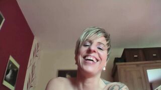 Golden jubilant broadsided for unbridled anal👌 penetration by tattooed behemoth