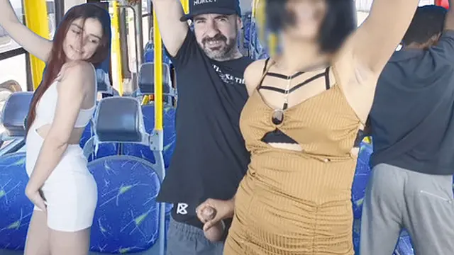Hot thigh temptress rides in transit &mdash;  shoots load in her juicy pussy✌