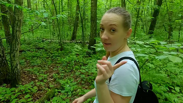 Shy student aids me in climax🚀 &mdash;  reveals her playful skills! Wild blowjob and handjob in the woods with birds chirping!