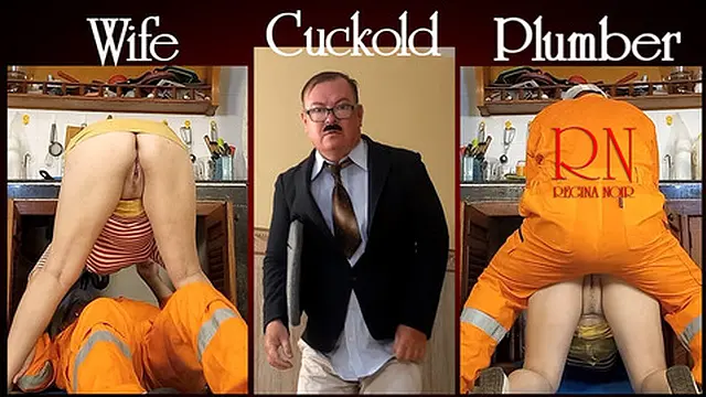 Cheating wife &mdash;  plumber &mdash;  and cuckold husband in the kitchen Scene 2