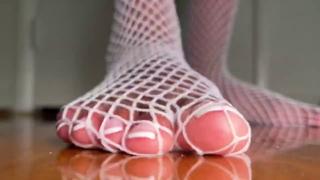 Dirty Feet Domination in Fishnets: A French Flicker of Pink Flesh