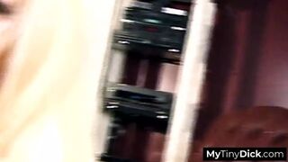 Dirty blonde sucks and juggles two cocks