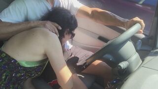 Blowjobs, tits flaunted, beached wife devours cumshot in public
