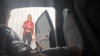 Dirty auto BJ on campus, wild public freakout!