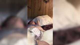 'Mature milf self-pleasures, guy assists with penetration, she orgasms, and reciprocates with oral😜 sex