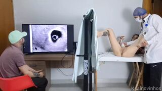 Blowhard hubby books blue plate special for wife's surprise sonogram solo