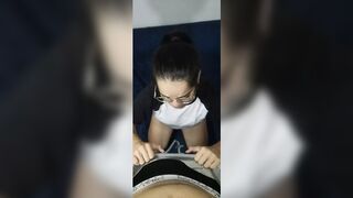 Debora Prado's sloppy fellatio😜 session on her knees, slobbering on massive phallus