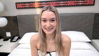 Blonde babe devours massive manhood