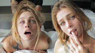 Blonde blonde blows, rolls eyes, screams 'amazing' as cum gushes