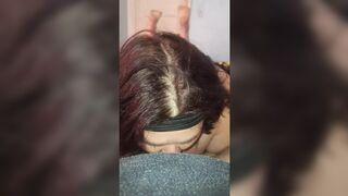 Teasing hubby with a smoking blowjob
