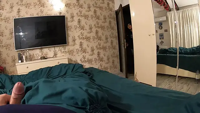 Friend Cums Three Times on My New Black Shiny Puffy Downjacket!