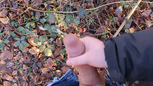 Hot handjob on a secluded trail - almost got caught