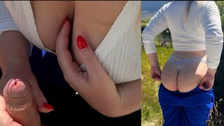 Daring Sloppy Handjob On A Bench In The Great Outdoors