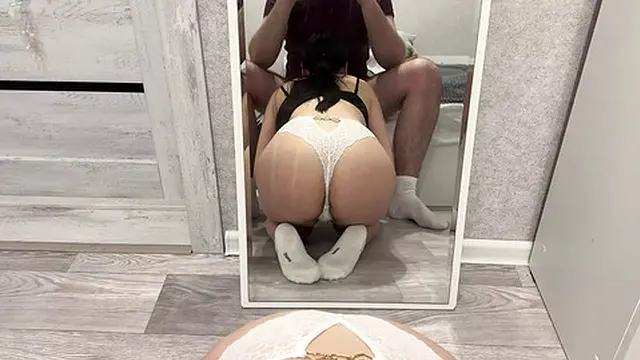 tempting blonde in white thongs takes cock🍆 post-shift