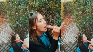 Harsh, outdoor teen blowjob with cock🌭 suckers, hairy balls sucked, cum swallowed with dirty public display