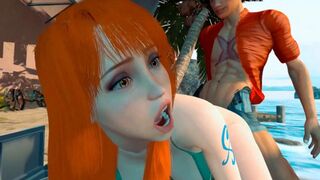Nami Soothing Her Urges on the Beach - 3D by VirtualHeaven