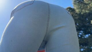 Tight jeans public teasing