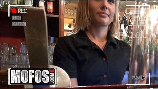 MOFOS - Barmaid Rihanna Samuel Gets A Pounding And A Messy Cumshot From A Customer Behind The Bar