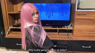 Step sister tries on new student uniform, shows step brother her skills