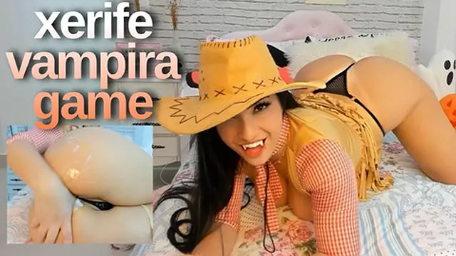 Sinful vampire xeriff cosplay blowjob and anal👌 fingering👉 with cumshot