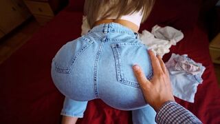 Stepbrother assists stepsister with room cleaning, but things turn intimate