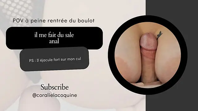 POV He returns from work and immediately does filthy things to me — anal👌 &mdash;  he shoots his load in my ass🍑 — Frenchwoman