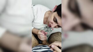 Dirty POV blowjob during bedtime
