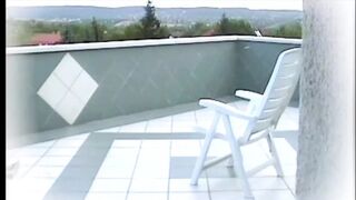 Jasmine Rouge Masturbates on the Terrace Then Gives Her Neighbor a Blowjob
