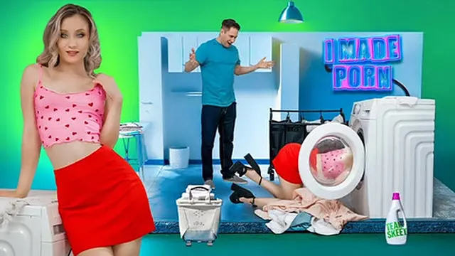 Stuck and Horny - Russian Roommate's Washing Machine Rescue