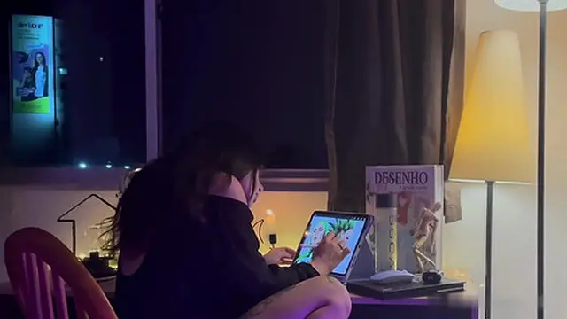 Girlfriend Drawing Peacefully Until I Surprise Her with Hard Fuck from Behind